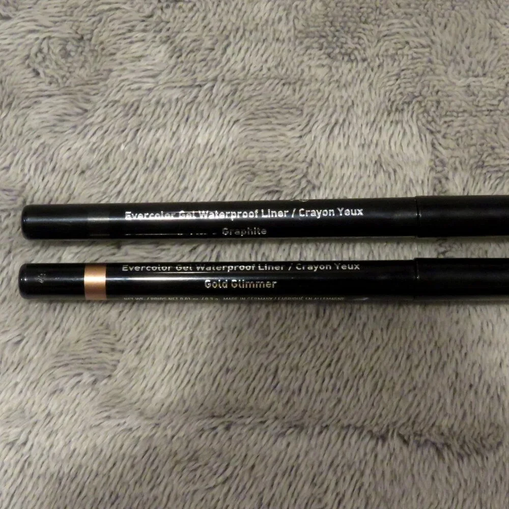 New NWOB Lot 2 Mally Evercolor Gel Waterproof Liners Graphite & Gold Glimmer